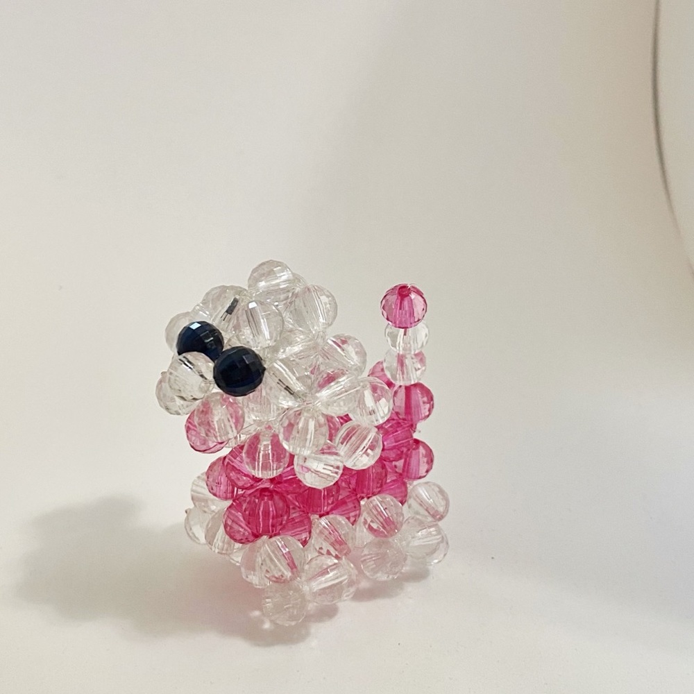 HANDMADE VINTAGE BEADED LITTLE POODLE DOG